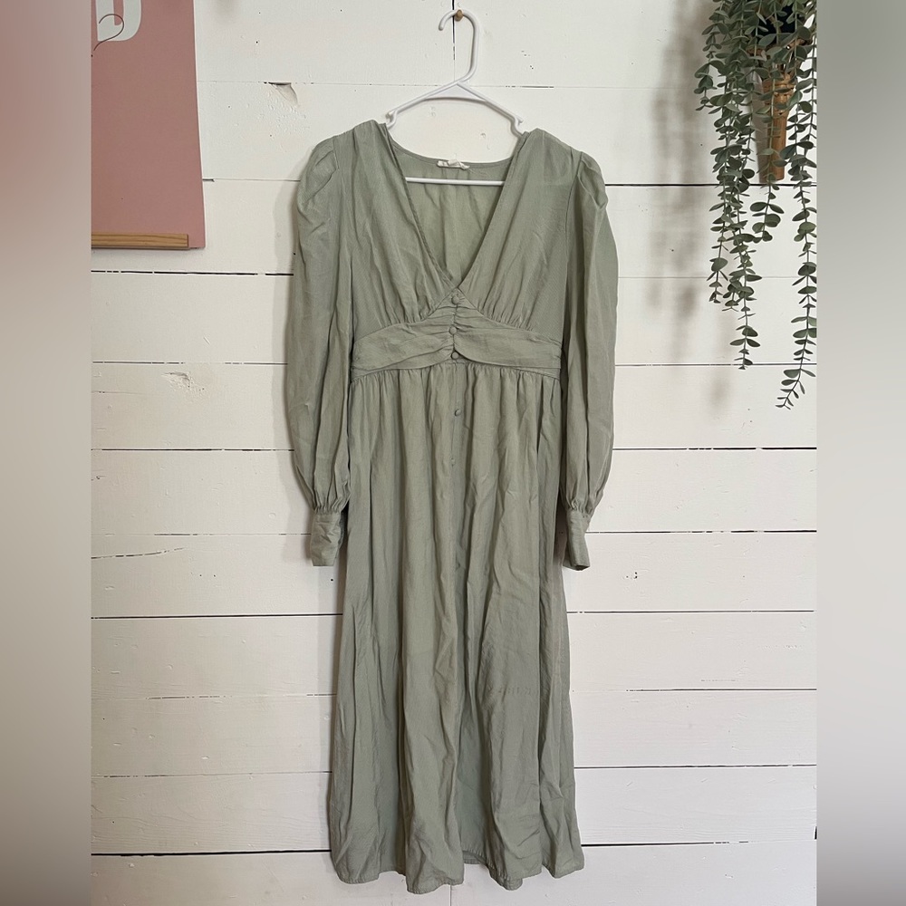 By the River mint green striped midi dress size medium